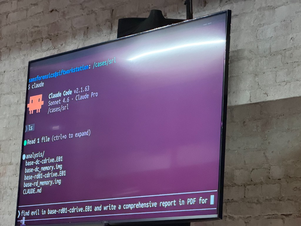 Claude Code running forensics on a SIFT workstation